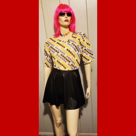 ATOMIC OP ART Trippy Geometric Print Groovy Nylon Top Shirt VTG 60s 70s - Picture 3 of 9